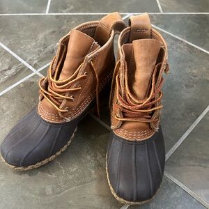 L.L. Bean Women's Tan and Black Lace-Up Boots